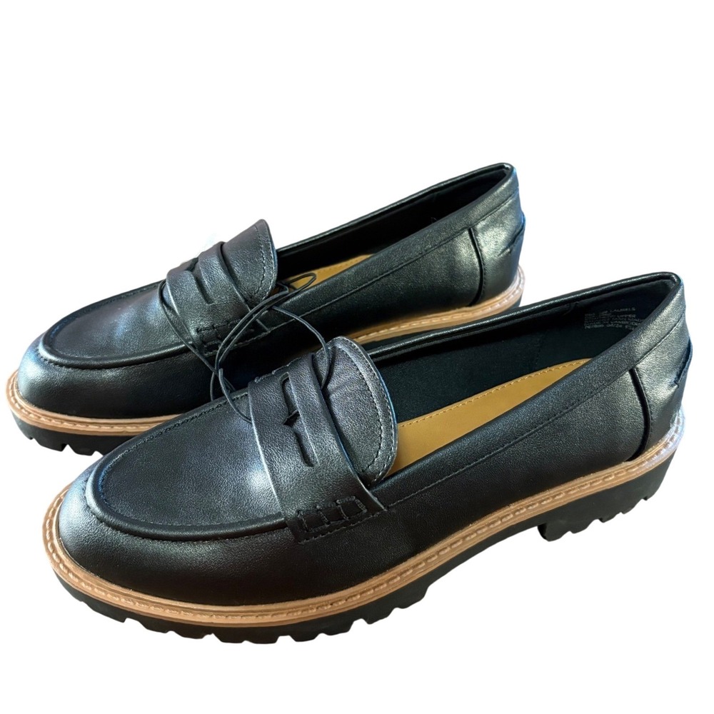 St. Johns Bay Laurels Loafers Womens 8‎ Black New Penny Lug Sole Shoes